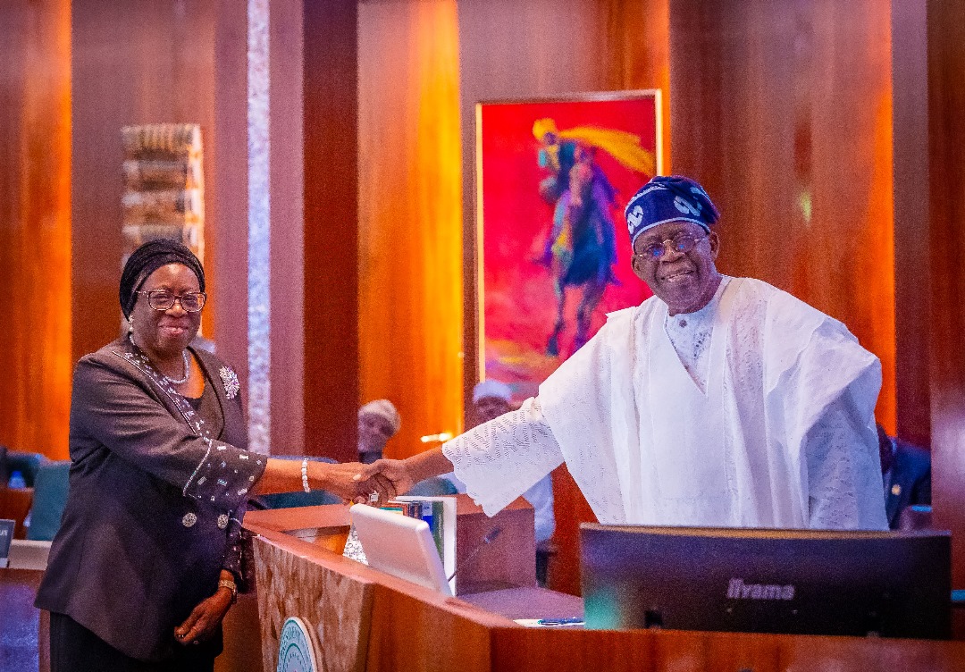 R-L: President Bola Tinubu with the CJN, Justice Kudirat-Kekere-Ekun