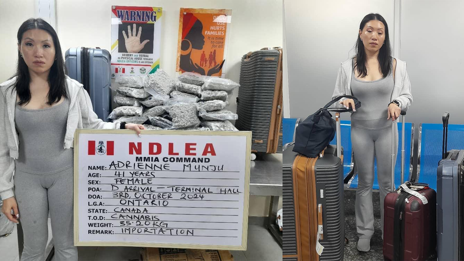 Canadian woman arrested at Lagos airport as NDLEA intercepts opioids worth ₦9bn [Facebook;NDLEA]